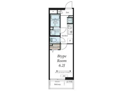 ヴィラ東中神(1K/2階)の間取り写真