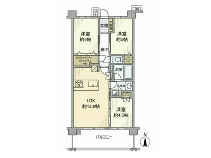 ヴェレーナグラン茅ヶ崎東海岸(3LDK/2階)の間取り写真