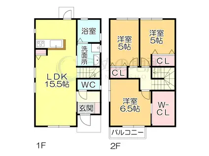 SUMIKA上津B(3LDK/1階)の間取り写真