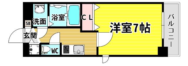 フォーリアライズ南堀江ヴィータ(1K/2階)の間取り写真