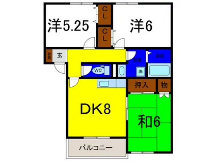 ベンラート三津屋(3DK/2階)の間取り写真