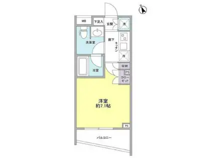 サンカント・アン 豪徳寺(1K/3階)の間取り写真