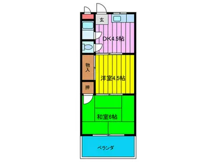 マンション淀(2DK/3階)の間取り写真