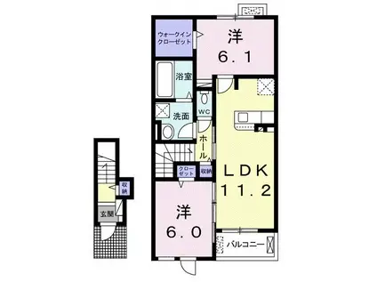 ブルーム II(2LDK/2階)の間取り写真