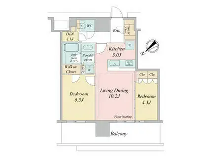 NAGOYA THE TOWER(2LDK/8階)の間取り写真