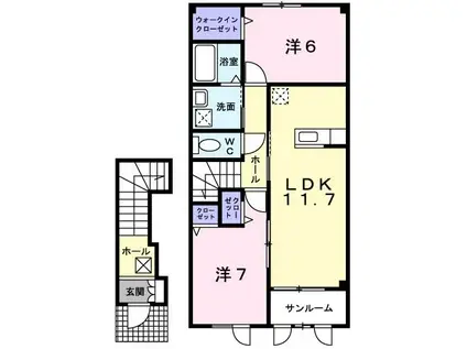 プランタンソレイユA(2LDK/2階)の間取り写真