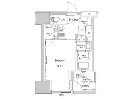 ザ・パークハビオ人形町レジデンス(1K/5階)の間取り写真