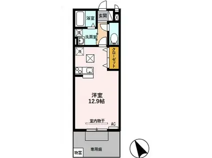 ボアソルテ(ワンルーム/1階)の間取り写真