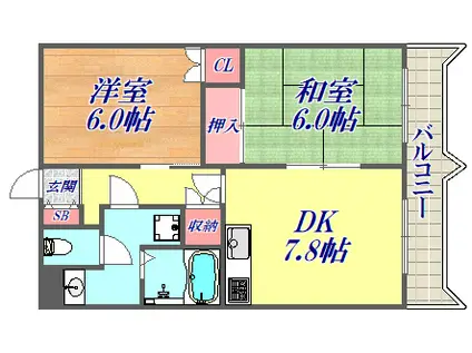 コンフォート南塚口PART2(2DK/3階)の間取り写真