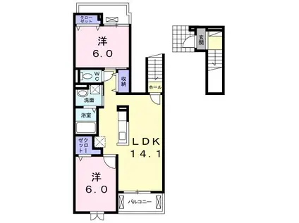プラシードA(2LDK/2階)の間取り写真