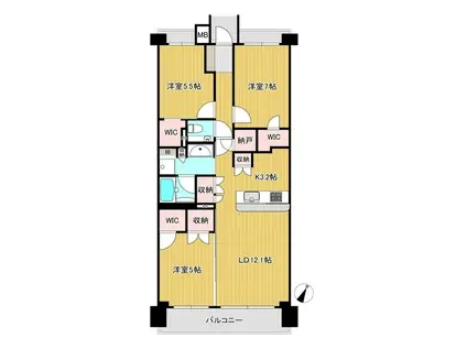インペリアルガーデン(3LDK/2階)の間取り写真