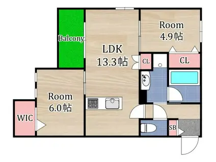 内代レジデンスノース(2LDK/2階)の間取り写真