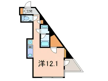 カスタリア目黒長者丸(ワンルーム/2階)の間取り写真