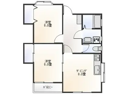 第3ウチダハイツ(2DK/1階)の間取り写真