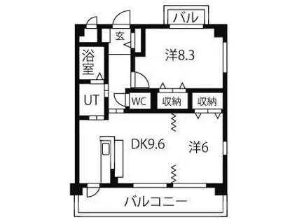 ピースハイランド(2DK/2階)の間取り写真