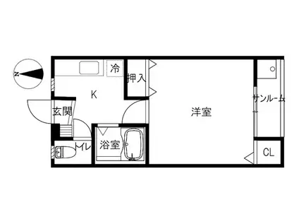カームハイツ(1K/2階)の間取り写真