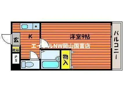 フローラ伊島(1K/4階)の間取り写真