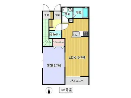 ロワジール(1LDK/1階)の間取り写真