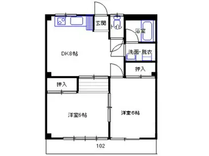 第1ひかりハイツ(2DK/1階)の間取り写真
