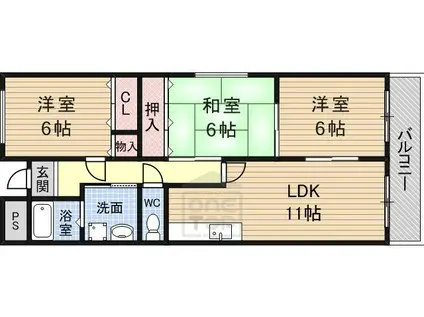 マーコート(3LDK/3階)の間取り写真