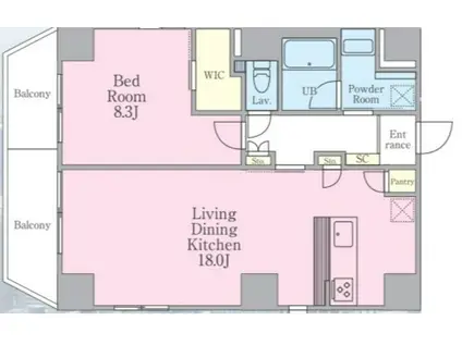 MANOA白金高輪(1LDK/8階)の間取り写真