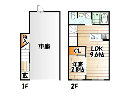 EXCEL GARAGE 小倉南A棟(1LDK/1階)の間取り写真