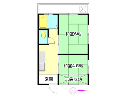 コーポ河野第1(2K/2階)の間取り写真