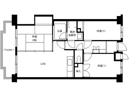 ロイヤルシティ四番館(3LDK/4階)の間取り写真