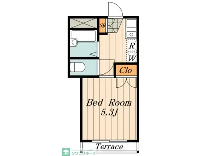 ウエストポール(ワンルーム/1階)の間取り写真