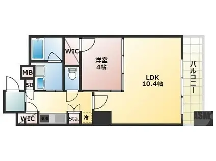 ゲートコート東三国(1LDK/7階)の間取り写真