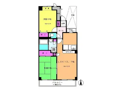 ウッズ桜台(2LDK/3階)の間取り写真