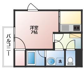 フォーエス保田窪(1K/2階)の間取り写真
