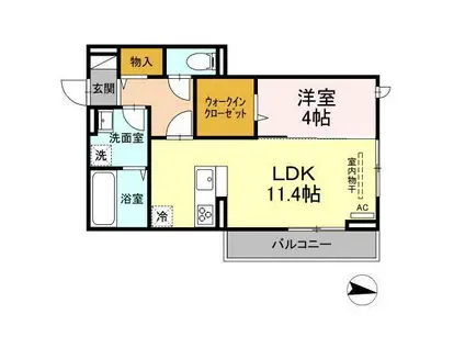 リバーサイドT(1LDK/1階)の間取り写真