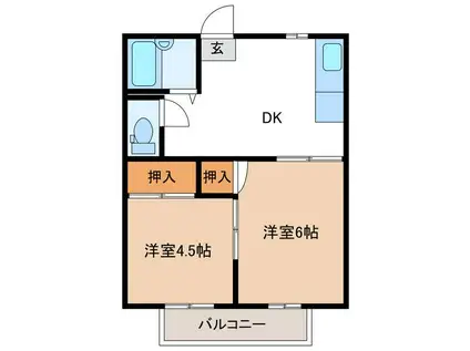 タウニィくすの木(2DK/2階)の間取り写真