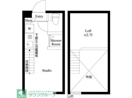 ハーモニーテラス上高井戸III(ワンルーム/2階)の間取り写真