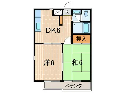 オークハウス中川(2DK/3階)の間取り写真