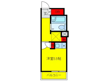 ホーユウコンフォルト飛鳥山東(1K/1階)の間取り写真