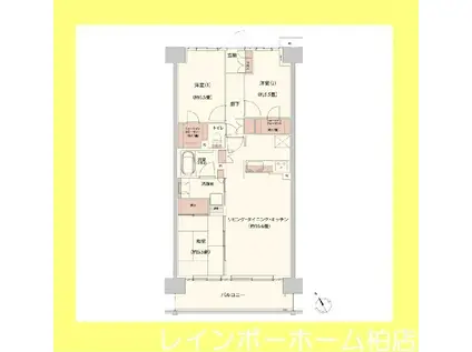 クレストフォルム柏サウスウイング(3LDK/1階)の間取り写真