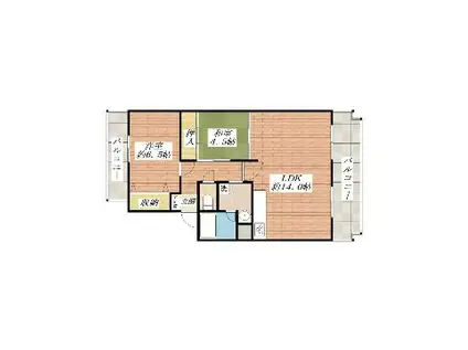 フローエンス吉田I(2LDK/1階)の間取り写真