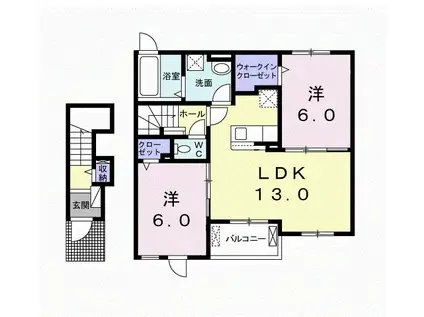 ブリアン ベーア(2LDK/2階)の間取り写真