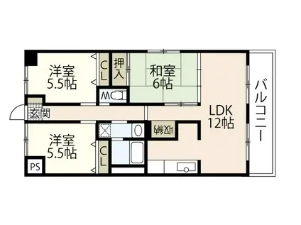 メープルヒル高林(3LDK/1階)の間取り写真