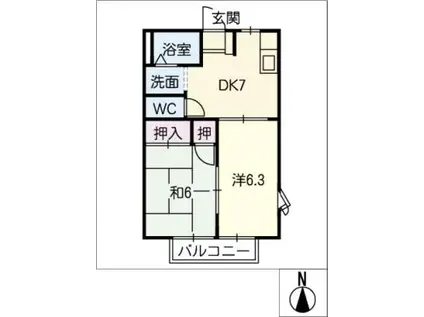 MAPLETOWN PINO A棟(2DK/2階)の間取り写真