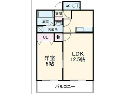 CERES志賀本通(1LDK/2階)の間取り写真