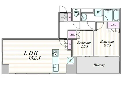 パークタワー池袋イーストプレイス(2LDK/21階)の間取り写真
