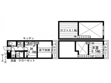 レジディア仙台一番町(2DK/13階)の間取り写真