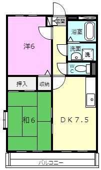 ハピネス21(2DK/1階)の間取り写真