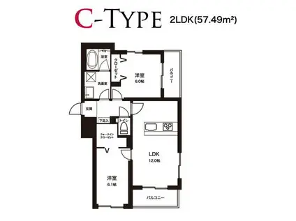 リオテラス二子玉川(2LDK/3階)の間取り写真