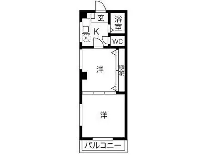 レジデンスカープ 太田(2K/4階)の間取り写真