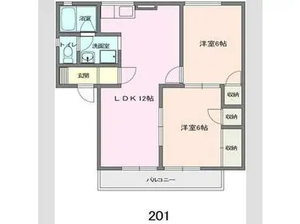 セジュールR&YII(2LDK/2階)の間取り写真