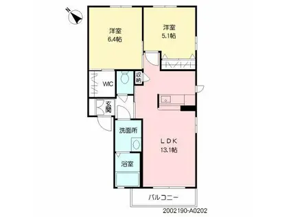 カーサレジオ (2LDK/2階)の間取り写真